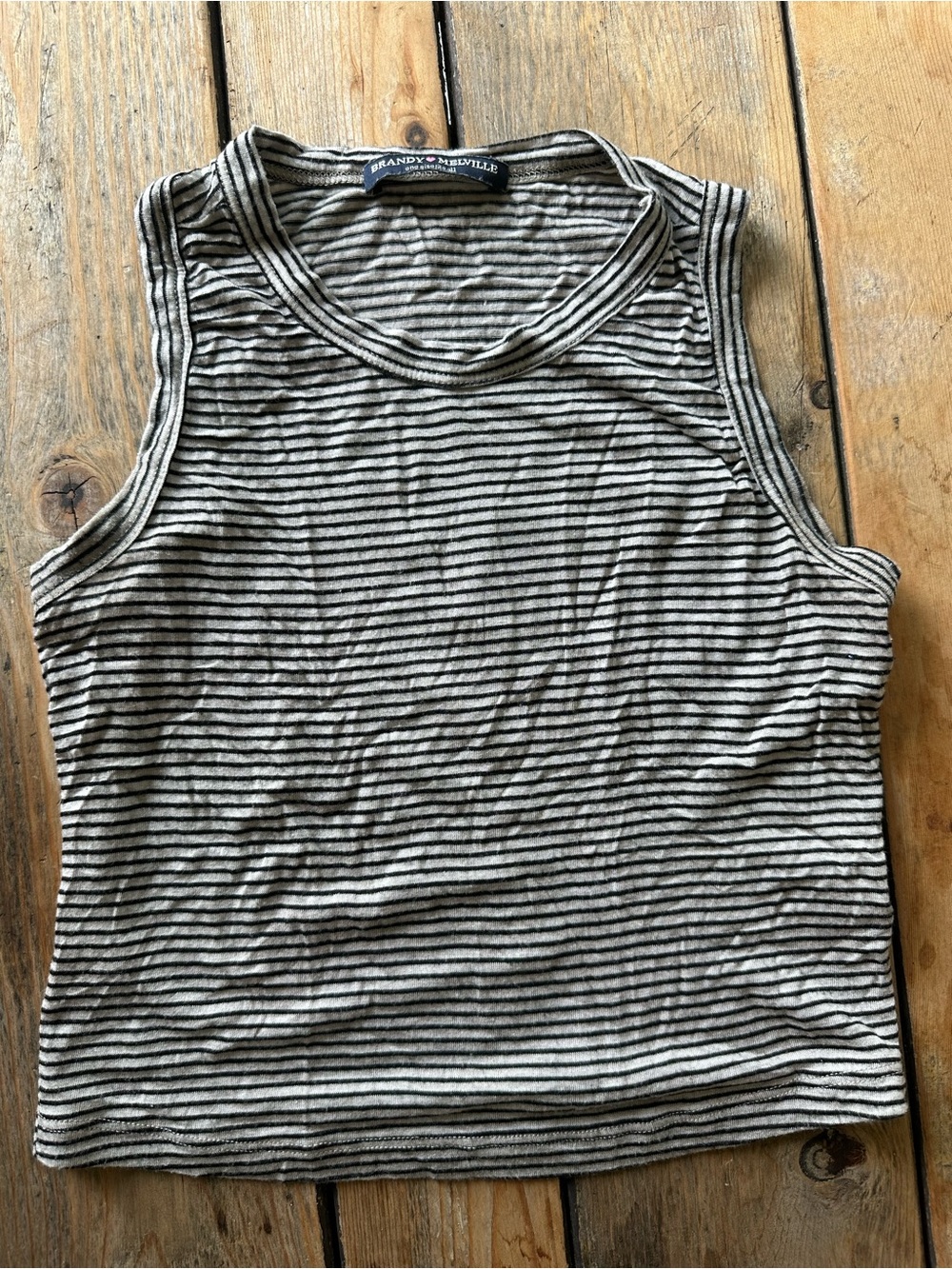 Brandy Melville Black and White Striped Crop Tank